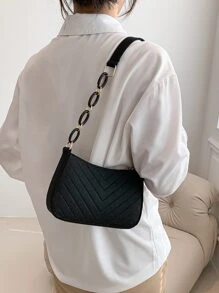 迷你流浪包針腳細節極簡 - 黑色 - 查看 2