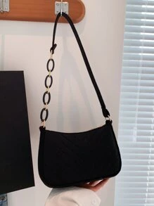 迷你流浪包針腳細節極簡 - 黑色 - 查看 3