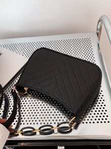 迷你流浪包針腳細節極簡 - 黑色 - 查看 4