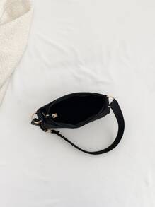 迷你流浪包針腳細節極簡 - 黑色 - 查看 6