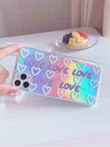 Heart & Letter Graphic Clear Phone Case With Laser Paper - Multicolor - View 2