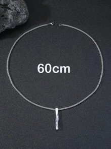 Men Geometric Pendant Necklace - Silver - View 3