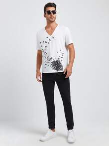 Manfinity Men Tree & Bird Print Shirt - White - View 2