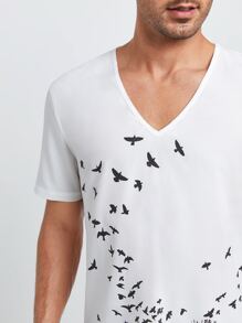 Manfinity Men Tree & Bird Print Shirt - White - View 4