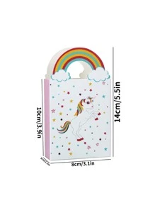 6 cái/gói 8*14cm Kỳ lân In Giấy Túi , Hoạt hình Túi kẹo Đối với Tiệc sinh nhật , Lễ hội Món quà - Nhiều màu - Xem 4