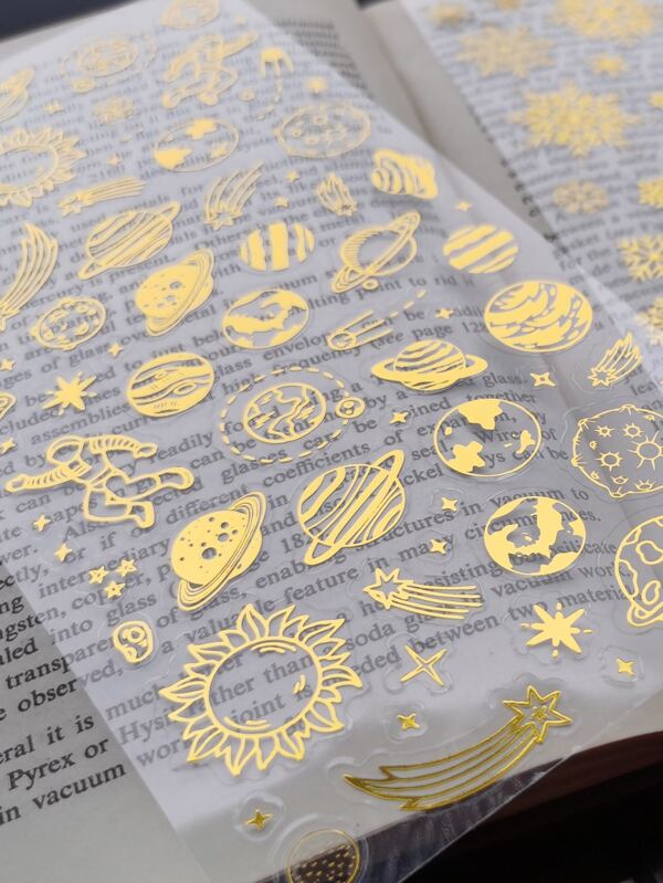 1pc Metallic Planet Pattern Assorted Sticker, Creative Multi-Purpose Sticker For DIY Craft, Painting Decoration Back To School
