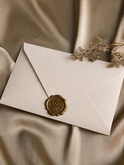 1入組素色紙信封和1入組蠟封貼紙適用於學校辦公室複古多用途信封