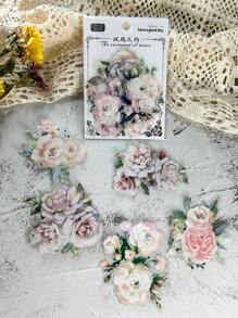 5pcs Flower Pattern Assorted Sticker, Romantic Multi-purpose Sticker For DIY Craft, Painting Decoration - Multicolor - View 1
