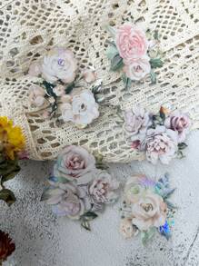 5pcs Flower Pattern Assorted Sticker, Romantic Multi-purpose Sticker For DIY Craft, Painting Decoration - Multicolor - View 5