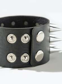 Vòng tay Spike rộng cho nam - màu đen - Xem 4