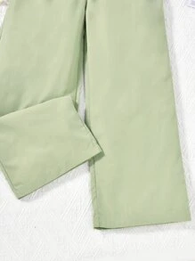 SHEIN Áo liền quần Gái Xù màu trơn Giải trí - màu xanh lá - Xem 5