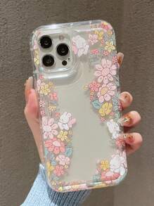 Ốp điện thoại trong suốt chống rơi họa tiết hoa & thỏ - Trong sáng - Xem 1