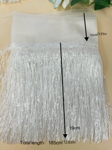 1pc White Flow Comb Glitter Lace Trim - White - View 2