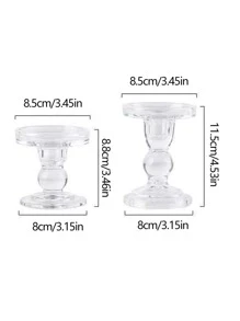 1pc Glass Candle Holder, Modern Clear Candle Stand For Home - Clear - View 2