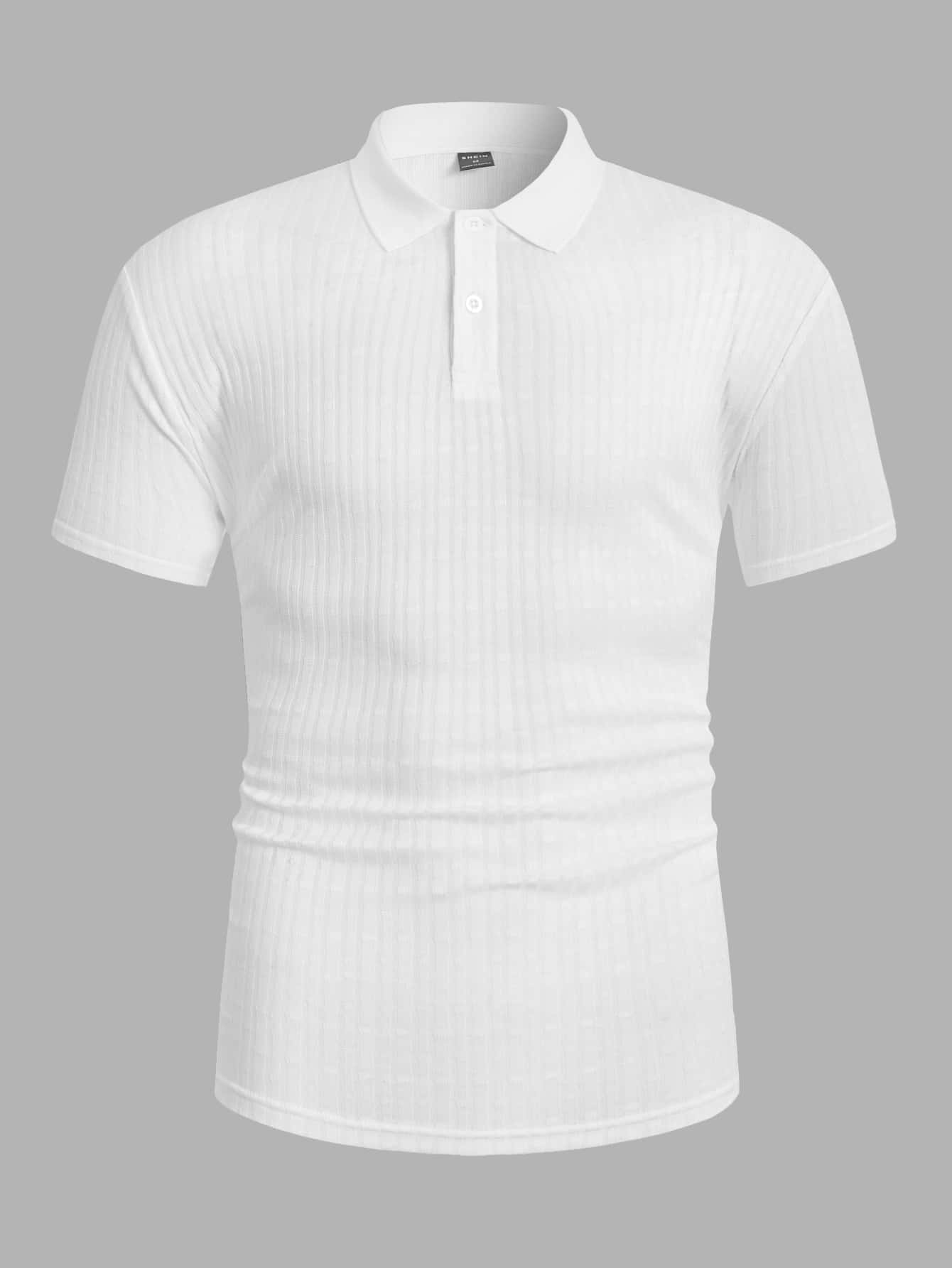 GENTILAND Hombres Camisa polo unicolor tejido de canalé - Blanco - Ver 1