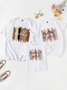 1入組豹紋和標語圖案T恤 - 白色 - 查看 3