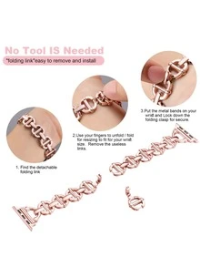 Correa de reloj de acero inoxidable compatible con Apple Watch - Rosa - Ver 4