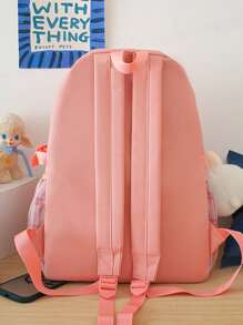 Có thể mang đi , Dung lượng lớn 5 cái Kawaii Bộ ba lô , Hoa văn kẻ sọc Cặp sách Với & Túi tote & Túi đeo chéo & Hộp bút & Dây rút Ví Đối với Cô gái tuổi teen NỮ Cao đẳng Sinh viên Ngày giáo viên , Hoàn hảo Đối với Trường học , Trường tiểu học , Ở giữa Trường học , Trung học phổ thông - Hồng - Xem 5