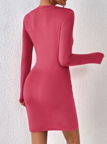 SHEIN SXY Cut Out Front Bodycon Dress - Hot Pink - View 2
