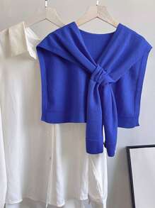 1入組女士素色防曬時尚百搭假領子日常裝飾 - 寶藍色 - 查看 1