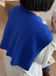 1入組女士素色防曬時尚百搭假領子日常裝飾 - 寶藍色 - 查看 2