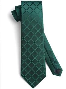 1pc 8cm Width Men's Dark Green Plaid Necktie For Wedding Party Casual Men Necktie - Dark Green - View 2