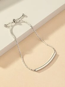 1 pieza Pulsera de metal ajustable, apta para uso diario de mujeres - Plateado - Ver 2