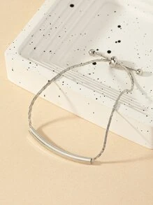1 pieza Pulsera de metal ajustable, apta para uso diario de mujeres - Plateado - Ver 3
