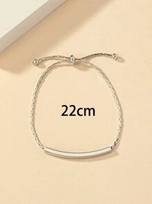 1 pieza Pulsera de metal ajustable, apta para uso diario de mujeres - Plateado - Ver 4