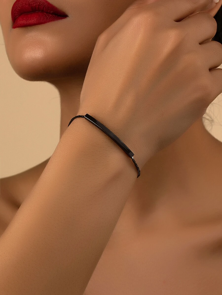 1 件可调节金属手链适合日常佩戴，女士 - 槍黑色 - 查看 1