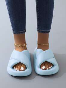 女士防滑交叉時尚拖鞋