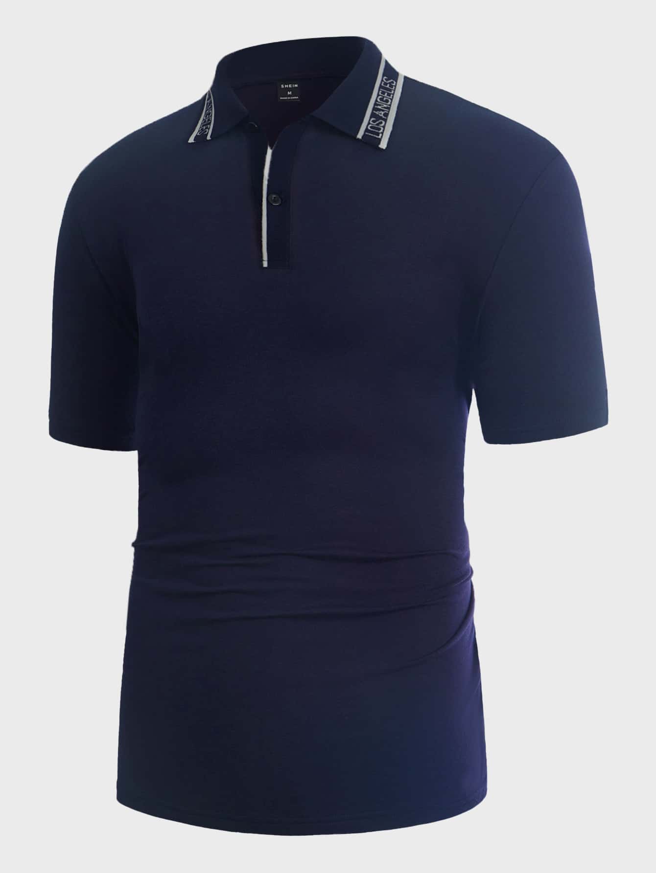 Manfinity Men Contrast Trim Polo Shirt - Navy Blue - View 1