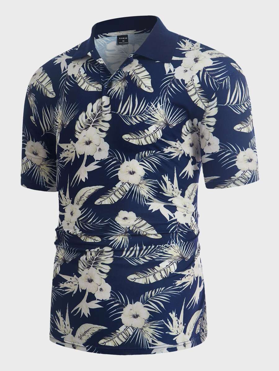 Manfinity Men Tropical Print Polo Shirt - Multicolor - View 1