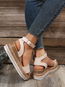 Giày bệt dày và Dép nêm Nữ - Màu be - Xem 4