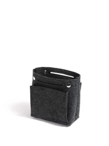Organizador minimalista con inserción de bolso negro, accesorios de almacenamiento de maquillaje para adolescentes, mujeres, estudiantes universitarias, novatos y trabajadores de cuello blanco - Gris Oscuro - Ver 2