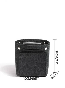 Organizador minimalista con inserción de bolso negro, accesorios de almacenamiento de maquillaje para adolescentes, mujeres, estudiantes universitarias, novatos y trabajadores de cuello blanco - Gris Oscuro - Ver 3
