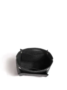 Organizador minimalista con inserción de bolso negro, accesorios de almacenamiento de maquillaje para adolescentes, mujeres, estudiantes universitarias, novatos y trabajadores de cuello blanco - Gris Oscuro - Ver 4