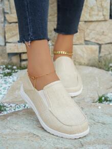 女士極簡低幫運動一腳蹬鞋 - 米色 - 查看 1