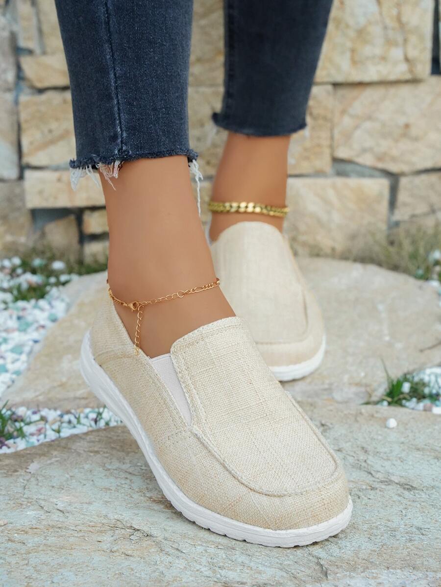 女士極簡低幫運動一腳蹬鞋 - 米色 - 查看 1