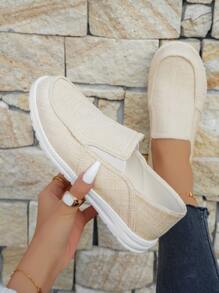 女士極簡低幫運動一腳蹬鞋 - 米色 - 查看 2