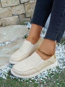 女士極簡低幫運動一腳蹬鞋 - 米色 - 查看 6