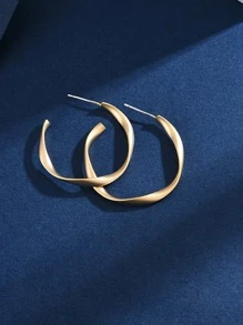 1pair Mobius Matte Gold Circle Earrings As Valentine's Day Gift For Women - Gold - View 3