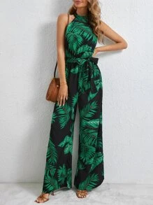 SHEIN Tall Áo liền quần nữ Buộc lại Dây kéo Thắt lưng Nhiệt đới Boho - Nhiều màu - Xem 1