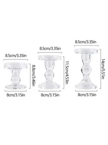 1pc Glass Candle Holder, Minimalist Clear Candle Stand For Home - Clear - View 2