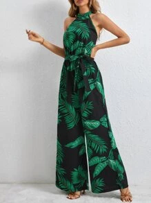 SHEIN Tall Áo liền quần nữ Buộc lại Dây kéo Thắt lưng Nhiệt đới Boho - Nhiều màu - Xem 3