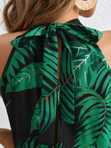 SHEIN Tall Áo liền quần nữ Buộc lại Dây kéo Thắt lưng Nhiệt đới Boho - Nhiều màu - Xem 5