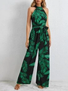 SHEIN Tall Áo liền quần nữ Buộc lại Dây kéo Thắt lưng Nhiệt đới Boho - Nhiều màu - Xem 6