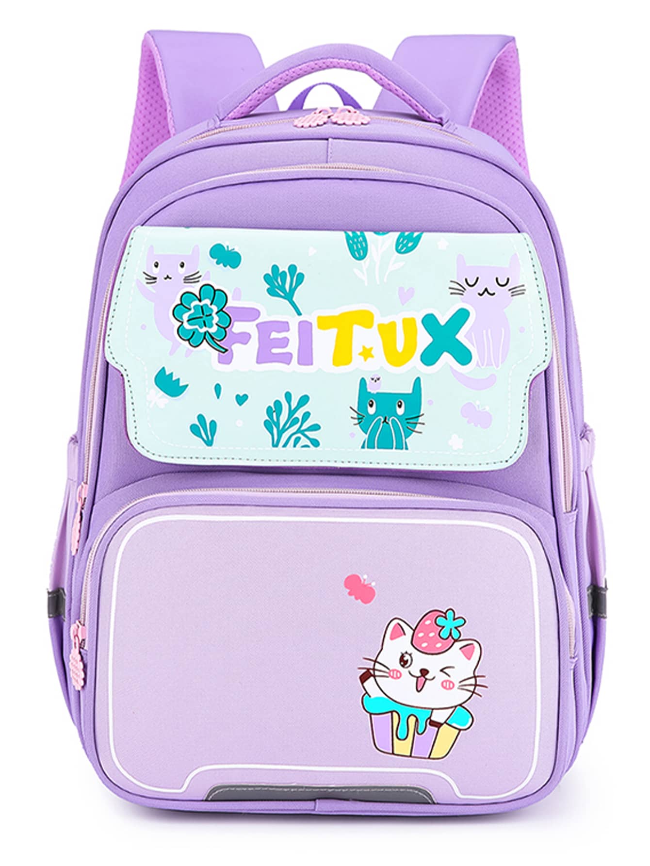 Chicas Mochila funcional con estampado de letra y dibujos animados de gran capacidad