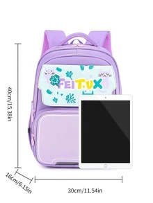 Chicas Mochila funcional con estampado de letra y dibujos animados de gran capacidad