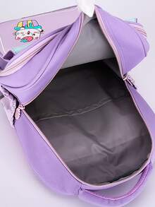 Chicas Mochila funcional con estampado de letra y dibujos animados de gran capacidad